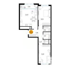 2-к квартира, вторичка, 75м2, 2/25 этаж