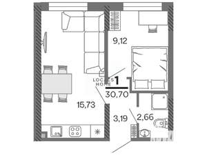 1-к квартира, вторичка, 31м2, 12/25 этаж