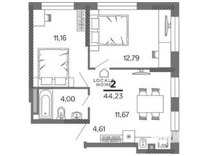 2-к квартира, вторичка, 44м2, 19/25 этаж