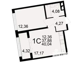 1-к квартира, вторичка, 38м2, 2/25 этаж