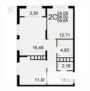 2-к квартира, вторичка, 60м2, 8/22 этаж