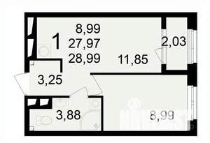 1-к квартира, вторичка, 29м2, 18/24 этаж