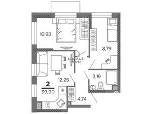 2-к квартира, вторичка, 40м2, 7/25 этаж