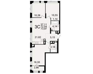 3-к квартира, вторичка, 73м2, 17/25 этаж