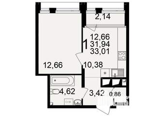 1-к квартира, вторичка, 32м2, 19/25 этаж