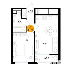1-к квартира, вторичка, 38м2, 20/25 этаж