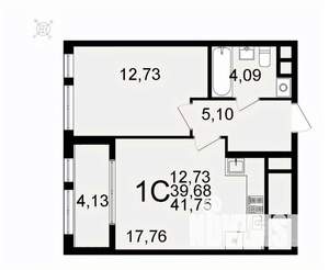 1-к квартира, вторичка, 42м2, 14/26 этаж