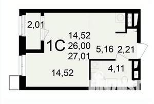 1-к квартира, вторичка, 28м2, 3/24 этаж