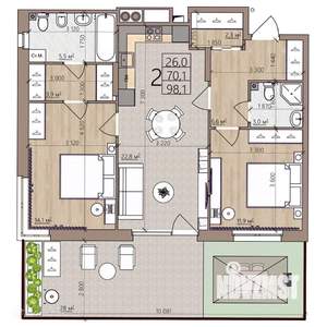 2-к квартира, вторичка, 98м2, 1/9 этаж