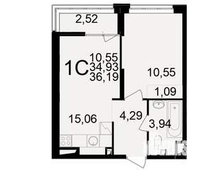 1-к квартира, вторичка, 35м2, 12/25 этаж