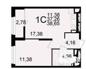 1-к квартира, вторичка, 37м2, 12/25 этаж