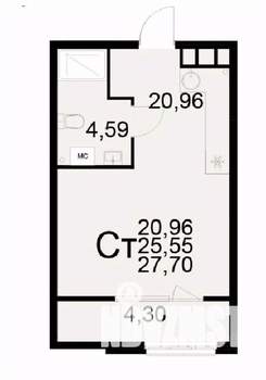 1-к квартира, вторичка, 28м2, 14/22 этаж