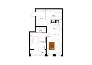 1-к квартира, вторичка, 66м2, 8/8 этаж