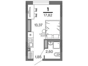 Студия квартира, вторичка, 18м2, 22/25 этаж