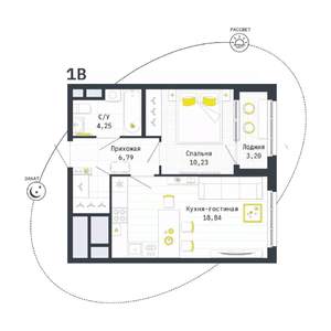 1-к квартира, строящийся дом, 42м2, 11/25 этаж