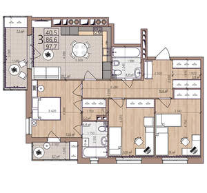 3-к квартира, вторичка, 98м2, 7/8 этаж