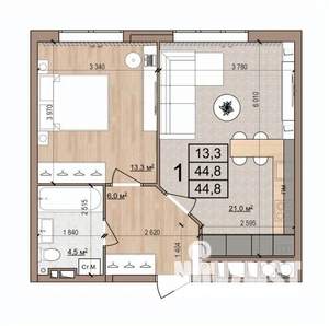 1-к квартира, вторичка, 45м2, 5/17 этаж