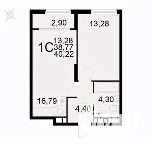 1-к квартира, вторичка, 40м2, 12/22 этаж