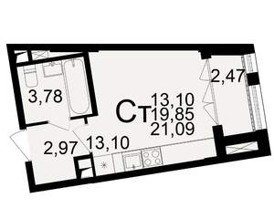 1-к квартира, вторичка, 20м2, 1/25 этаж