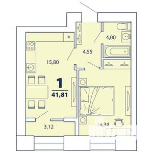1-к квартира, вторичка, 42м2, 11/16 этаж