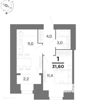 1-к квартира, вторичка, 32м2, 2/17 этаж