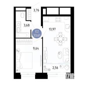 1-к квартира, вторичка, 34м2, 23/25 этаж