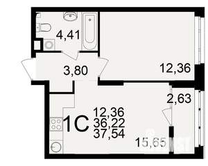 1-к квартира, вторичка, 36м2, 6/25 этаж
