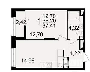 1-к квартира, вторичка, 36м2, 5/25 этаж