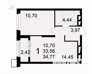 1-к квартира, вторичка, 35м2, 23/24 этаж