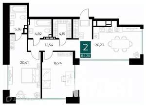 2-к квартира, вторичка, 84м2, 8/14 этаж