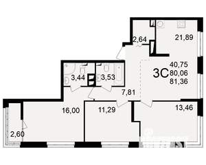 3-к квартира, вторичка, 80м2, 11/25 этаж