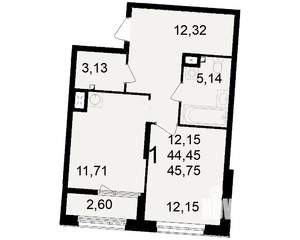 1-к квартира, вторичка, 44м2, 1/23 этаж