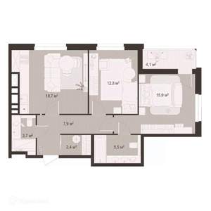 2-к квартира, вторичка, 71м2, 7/9 этаж