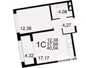 1-к квартира, вторичка, 38м2, 13/25 этаж