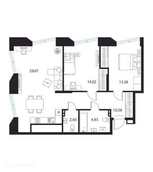 2-к квартира, вторичка, 74м2, 4/20 этаж