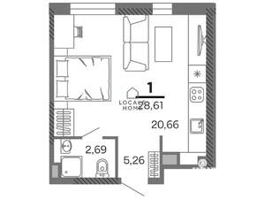 Студия квартира, вторичка, 29м2, 2/25 этаж
