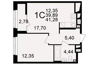 1-к квартира, вторичка, 41м2, 14/25 этаж