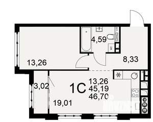 1-к квартира, вторичка, 45м2, 5/10 этаж