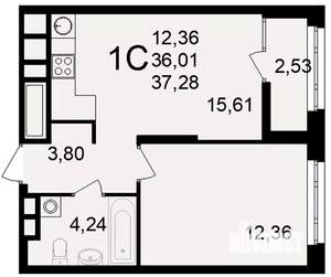 1-к квартира, вторичка, 37м2, 20/25 этаж