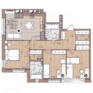 3-к квартира, вторичка, 87м2, 2/9 этаж