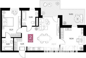 3-к квартира, вторичка, 72м2, 9/9 этаж