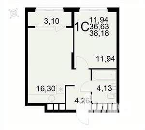 1-к квартира, вторичка, 38м2, 18/22 этаж