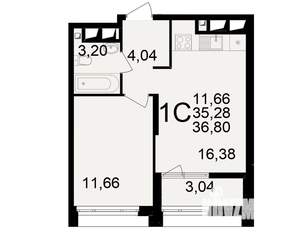 1-к квартира, вторичка, 35м2, 24/25 этаж