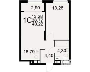 1-к квартира, вторичка, 39м2, 16/21 этаж