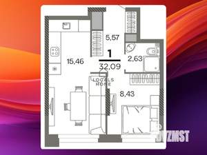 1-к квартира, вторичка, 32м2, 15/26 этаж