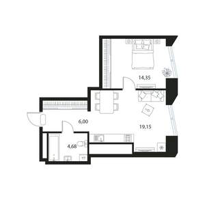 1-к квартира, вторичка, 44м2, 17/17 этаж