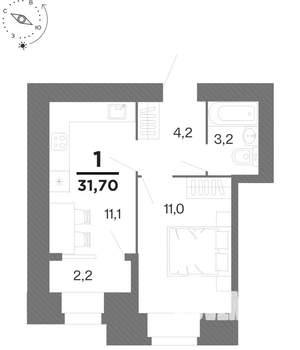 1-к квартира, вторичка, 32м2, 3/16 этаж