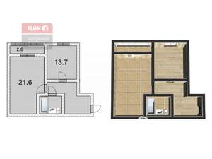1-к квартира, вторичка, 45м2, 6/25 этаж