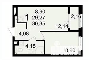 1-к квартира, вторичка, 30м2, 2/24 этаж