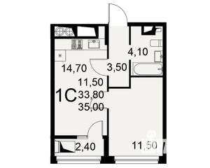 1-к квартира, вторичка, 34м2, 6/23 этаж